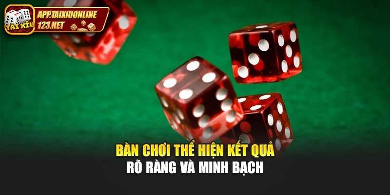 Bàn chơi thể hiện kết quả rõ ràng và minh bạch