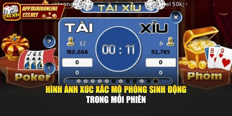 Hình ảnh xúc xắc mô phỏng sinh động trong mỗi phiên
